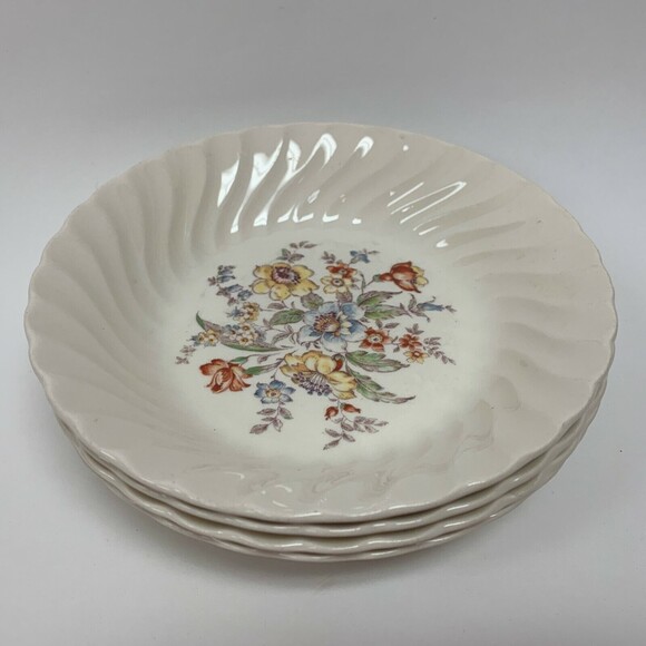 Vintage Clifton by Royal Bowls Ivory Floral Swirl Rim 7 7/8" Lot of 4 - Picture 7 of 8